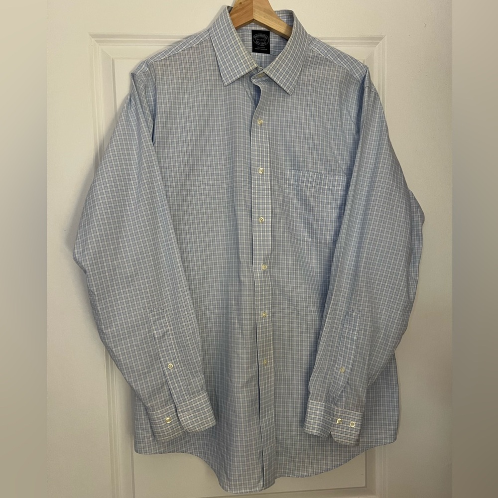 Brooks Brothers Light Blue Checkered Dress Shirt